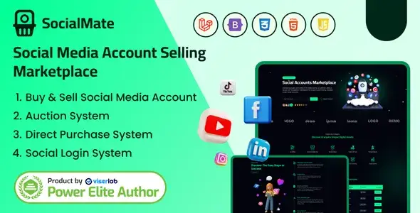 دانلود SocialMate اسکریپت خرید و فروش اکانت شبکه اجتماعی