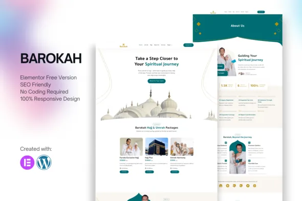 Barokah کیت تمپلیت المنتور سایت حج و عمره وردپرس