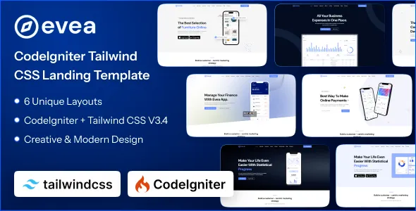 Evea قالب صفحه فرود CodeIgniter
