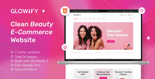 دانلود قالب فروشگاه محصولات زیبایی Glowify