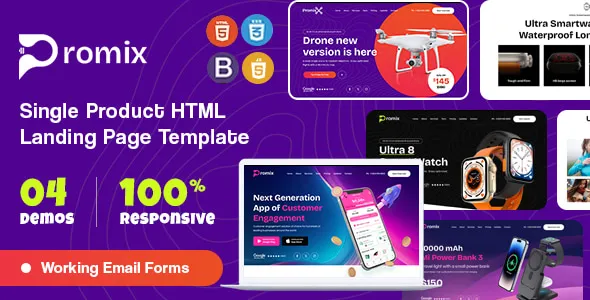 دانلود قالب HTML فروش تک محصول Promix