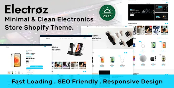 دانلود قالب مینیمال فروشگاه لوازم الکترونیک Electroz برای شاپیفای
