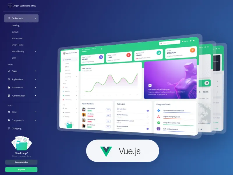 دانلود قالب مدیریت Vue Argon Dashboard 2 Pro