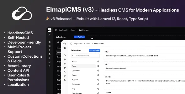 دانلود ElmapiCMS سیستم Headless مدیریت محتوا بر پایه API
