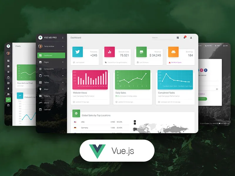 دانلود قالب مدیریتی Vue Material Dashboard PRO