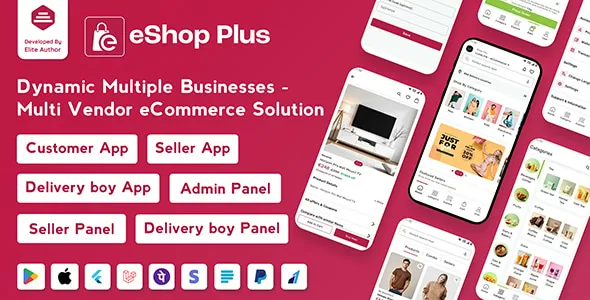دانلود eShop Plus اپلیکیشن فلاتر و پنل مدیریت لاراول مولتی وندور