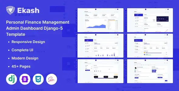Ekash قالب داشبورد مدیریت امور مالی بر پایه Django