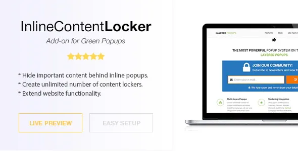 دانلود ادآن Inline Content Locker برای گرین پاپ آپ