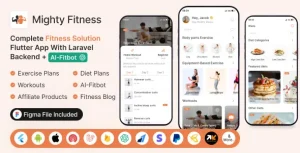 دانلود Mighty Fitness اپلیکیشن فیتنس فلاتر با مدیریت لاراول