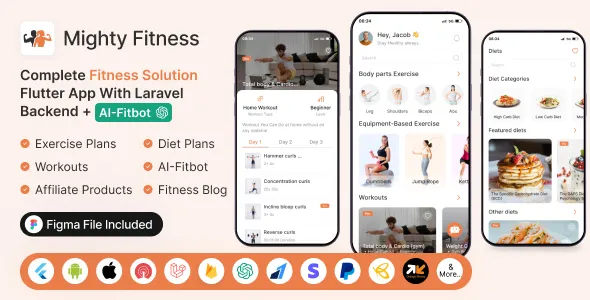 دانلود Mighty Fitness اپلیکیشن فیتنس فلاتر با مدیریت لاراول