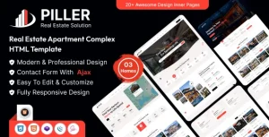دانلود Piller قالب اچ تی ام ال املاک