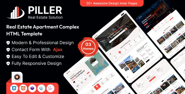 دانلود Piller قالب اچ تی ام ال املاک