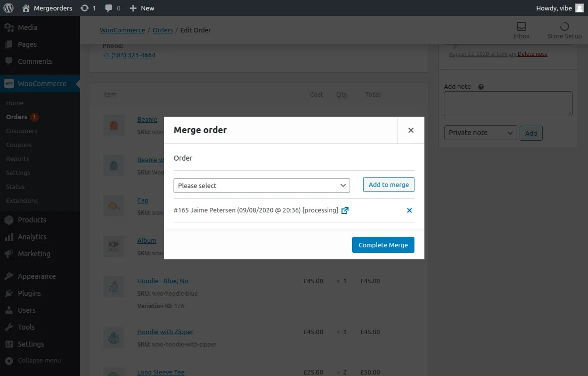 دانلود افزونه Merge Orders برای ووکامرس