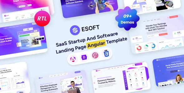 دانلود eSoft Angular قالب صفحه فرود معرفی نرم افزار