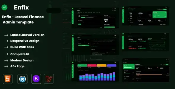 دانلود Enfix قالب لاراول پنل مدیریت مالی