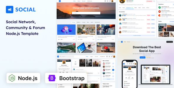 دانلود قالب Social Nodejs